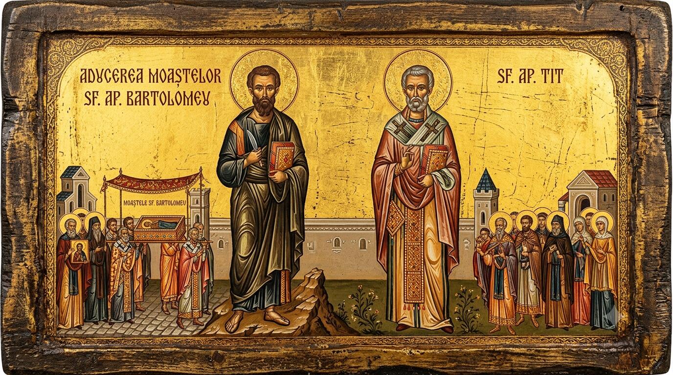 Aducerea moaștelor Sf. Ap. Bartolomeu;Sf. Ap. Tit - Solii Învierii de la Marginea Lumii: Aducerea Moaștelor Sfântului Apostol Bartolomeu și Sfântul Apostol Tit