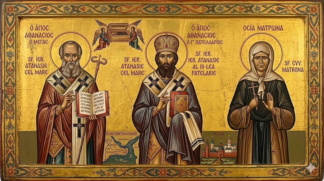 Aducerea moaștelor Sf. Ier. Atanasie cel Mare în Constantinopol;†) Sf. Ier. Atanasie al III-lea (Patelarie), patr. Constantinopolului;Sf. Matrona din Moscova - 2 Mai – O Întâlnire de Taină între Răsărit și Apus