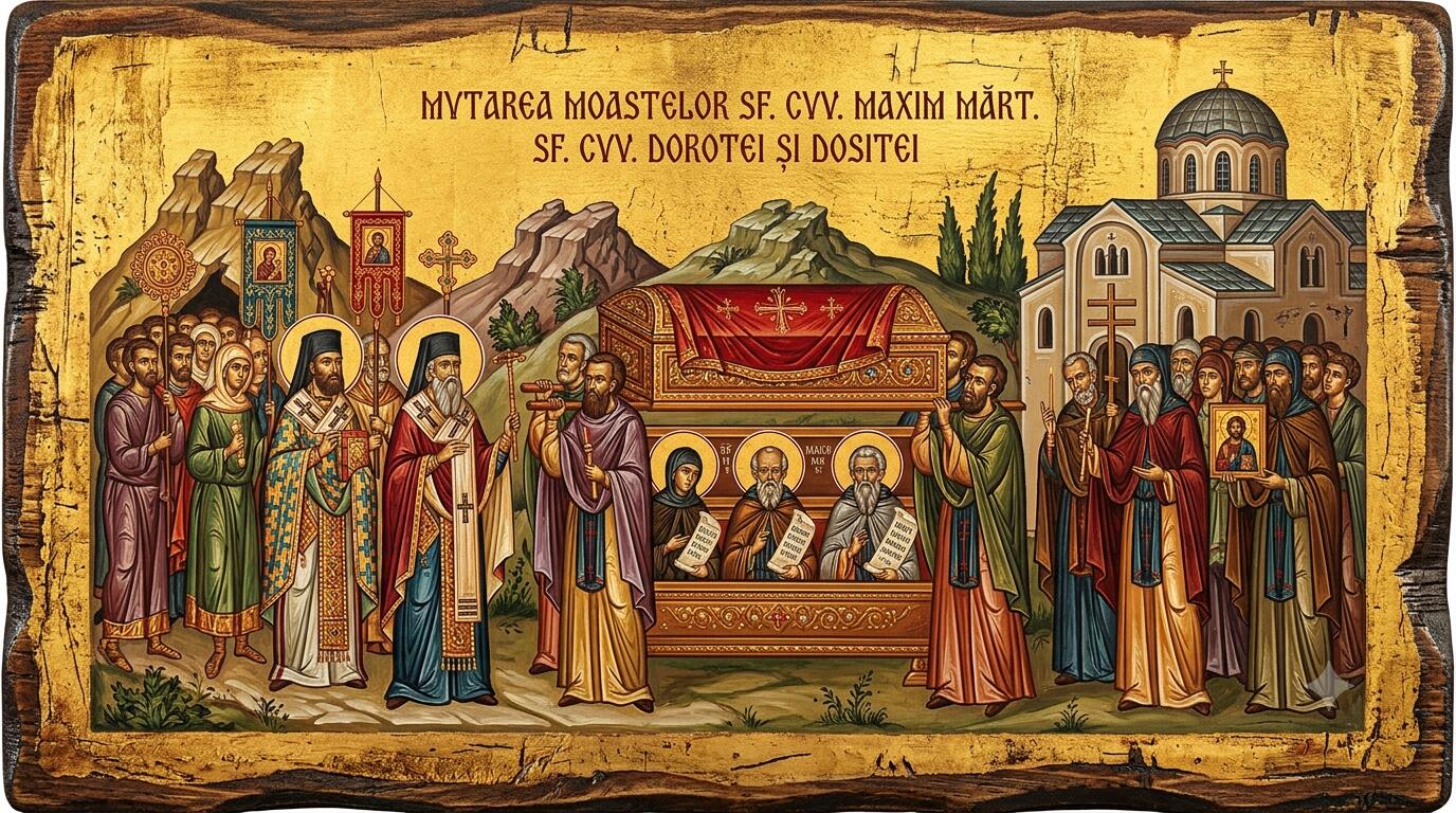 Mutarea moaștelor Sf. Cuv. Maxim Mărt.;Sf. Cuv. Dorotei și Dositei - Teologia Pătimirii și Ascultarea din Chilie: Sfinții Maxim Mărturisitorul, Dorotei și Dositei