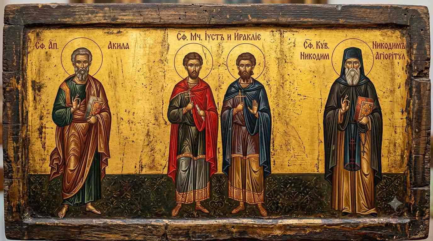 Sf. Ap. Achila;Sf. Mc. Iust și Iraclie;Sf. Cuv. Nicodim Aghioritul - Potecile Nemuririi: Între Cuvânt, Sânge și Slova de Foc
