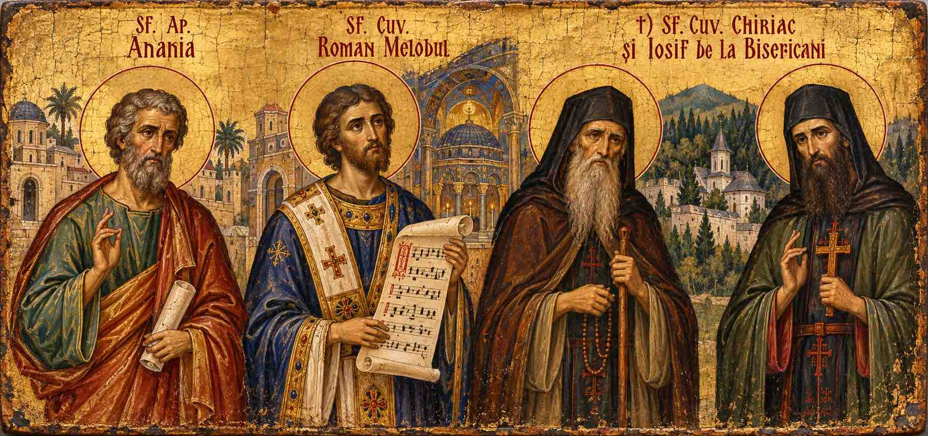 Sf. Ap. Anania;Sf. Cuv. Roman Melodul;†) Sf. Cuv. Chiriac și Iosif de la Bisericani - 📜 Glasul Liniștii și Alăuta Harului: De la Cetatea Damascului la Muntele Bisericanilor