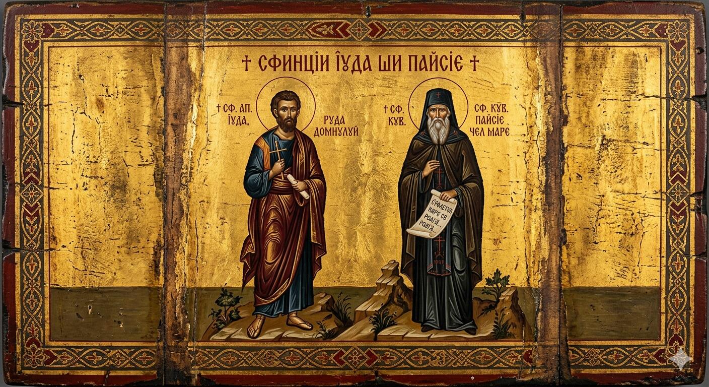 Sf. Ap. Iuda, ruda Domnului;Sf. Cuv. Paisie cel Mare - Nobila Smerenie: De la Sângele Apostolului la Inima Pustnicului