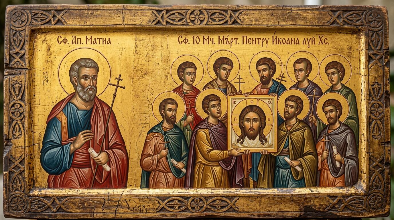 Sf. Ap. Matia;Sf. 10 Mc. Mărt. pentru icoana lui Hristos - Cel Ales în Locul Trădării și Apărătorii Porții de Bronz