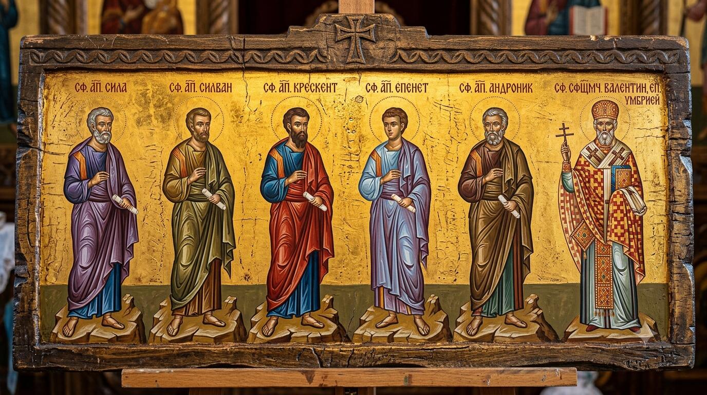 Sf. Ap. Sila, Silvan, Crescent, Epenet și Andronic;Sf. Mc. Valentin, ep. Umbriei - Solii Evangheliei și Păstorul Iubirii Jertfelnice: Făclii din Primul Veac