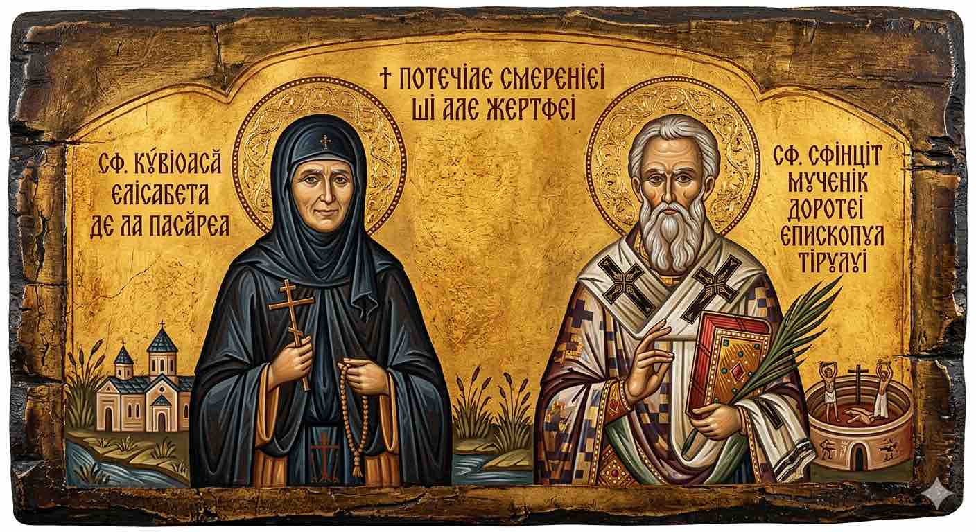 †) Sf. Cuv. Elisabeta de la Pasărea;‎ Sf. Sfințit Mc. Dorotei, episcopul Tirului