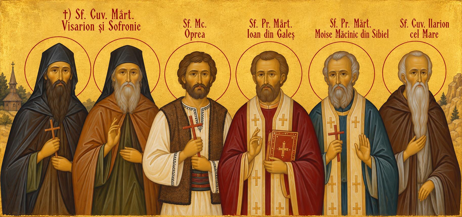 †) Sf. Cuv. Mărt. Visarion și Sofronie;Sf. Mc. Oprea;Sf. Pr. Mărt. Ioan din Galeș și Moise Măcinic din Sibiel;Sf. Cuv. Ilarion cel Mare
