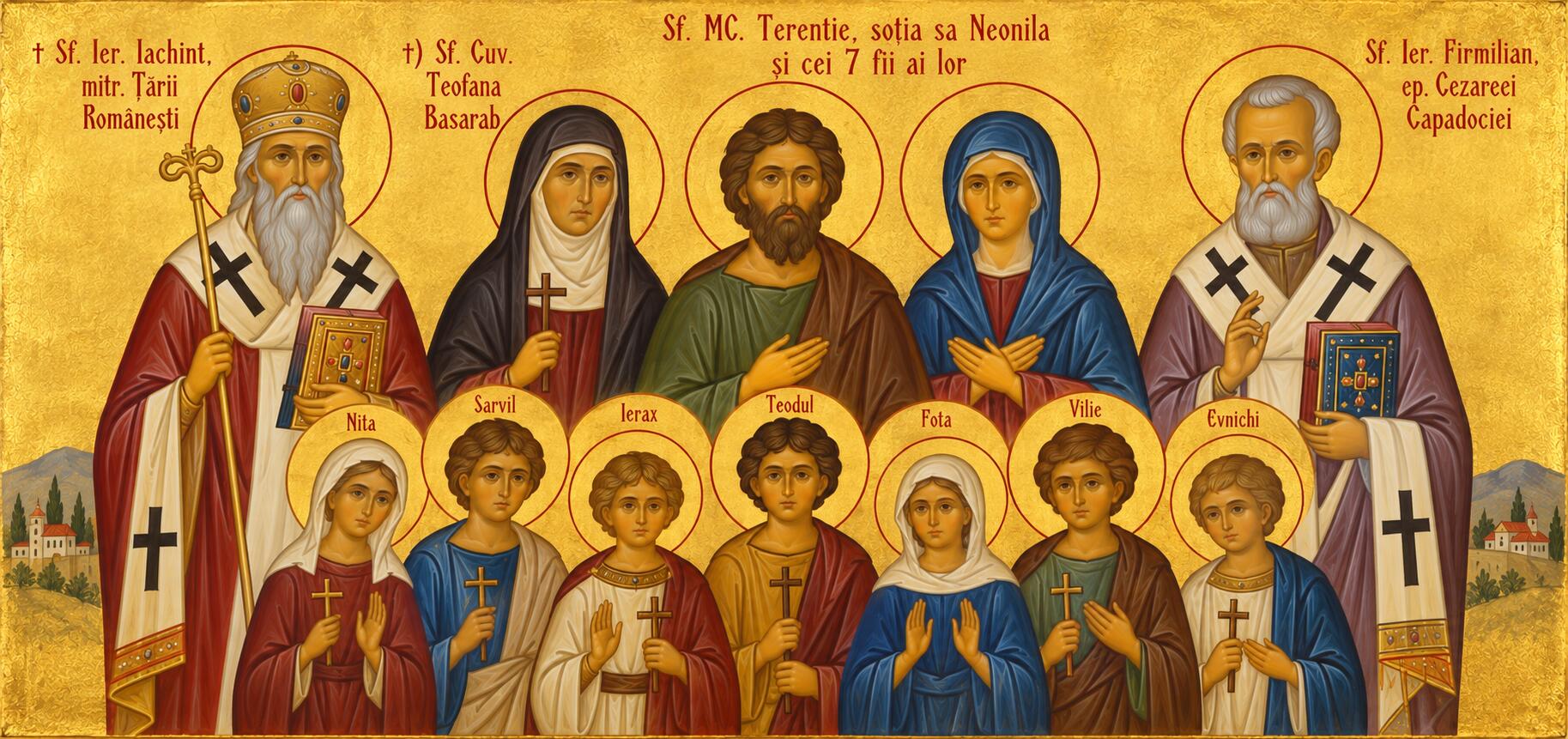 † Sf. Ier. Iachint, mitr. Țării Românești;†) Sf. Cuv. Teofana Basarab;Sf. Mc. Terentie, soția sa Neonila și cei 7 fii ai lor: Nita, Sarvil, Ierax, Teodul, Fota, Vilie si Evnichi;Sf. Ier. Firmilian, ep. Cezareei Capadociei
