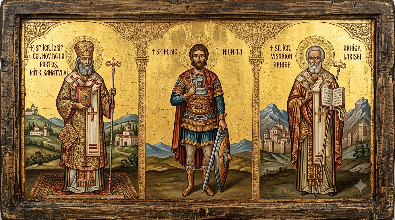 †) Sf. Ier. Iosif cel Nou de la Partoș, mitr. Banatului;† Sf. M. Mc. Nichita;† Sf. Ier. Visarion, arhiep. Larisei - Apărătorul Banatului, Ostașul lui Hristos și Izvorâtorul de Tămăduiri: Sfinții Iosif cel Nou de la Partoș, Marele Mucenic Nichita și Ierarhul Visarion al Larisei