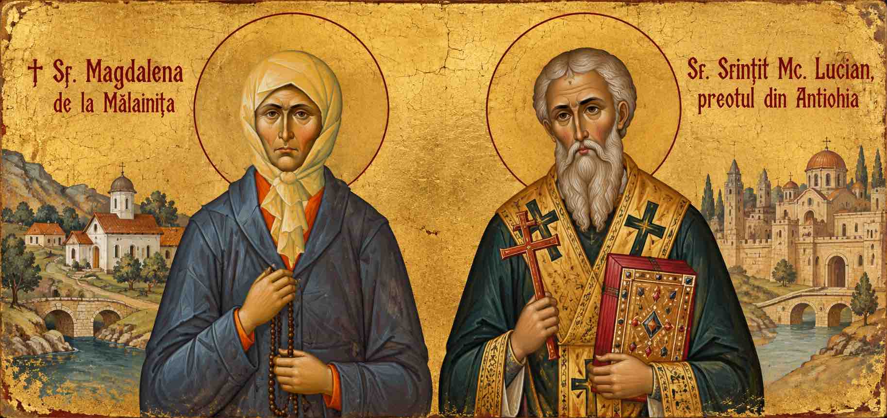† Sf. Magdalena de la Mălainița;‎ Sf. Sfinţit Mc. Lucian, preotul din Antiohia