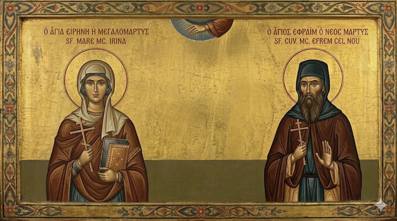 Sf. Mare Mc. Irina; Sf. Cuv. Mc. Efrem cel Nou - O Polifonie a Jertfei și Demnității în Fața Morții: Sfinții Mare Mucenică Irina și Cuvios Mucenic Efrem cel Nou