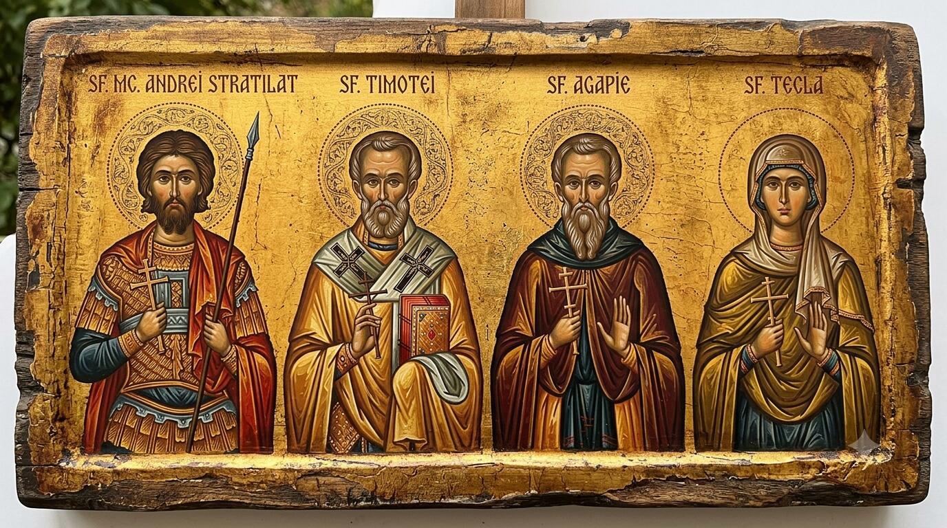 Sf. Mc. Andrei Stratilat, Timotei, Agapie și Tecla - Ostașul lui Hristos și Sfinții din Văpaia Cezareei: Sfinții Andrei Stratilat, Timotei, Agapie și Tecla