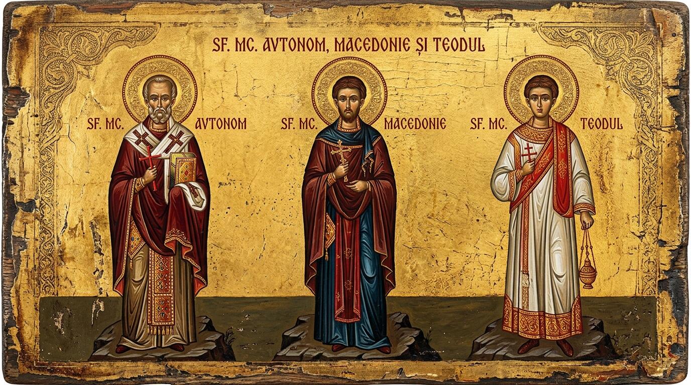 Sf. Mc. Avtonom, Macedonie și Teodul - Jertfa pentru Adevăr de la Malul Mării: Sfântul Sfințit Mucenic Avtonom, alături de Sfinții Mucenici Macedonie și Teodul