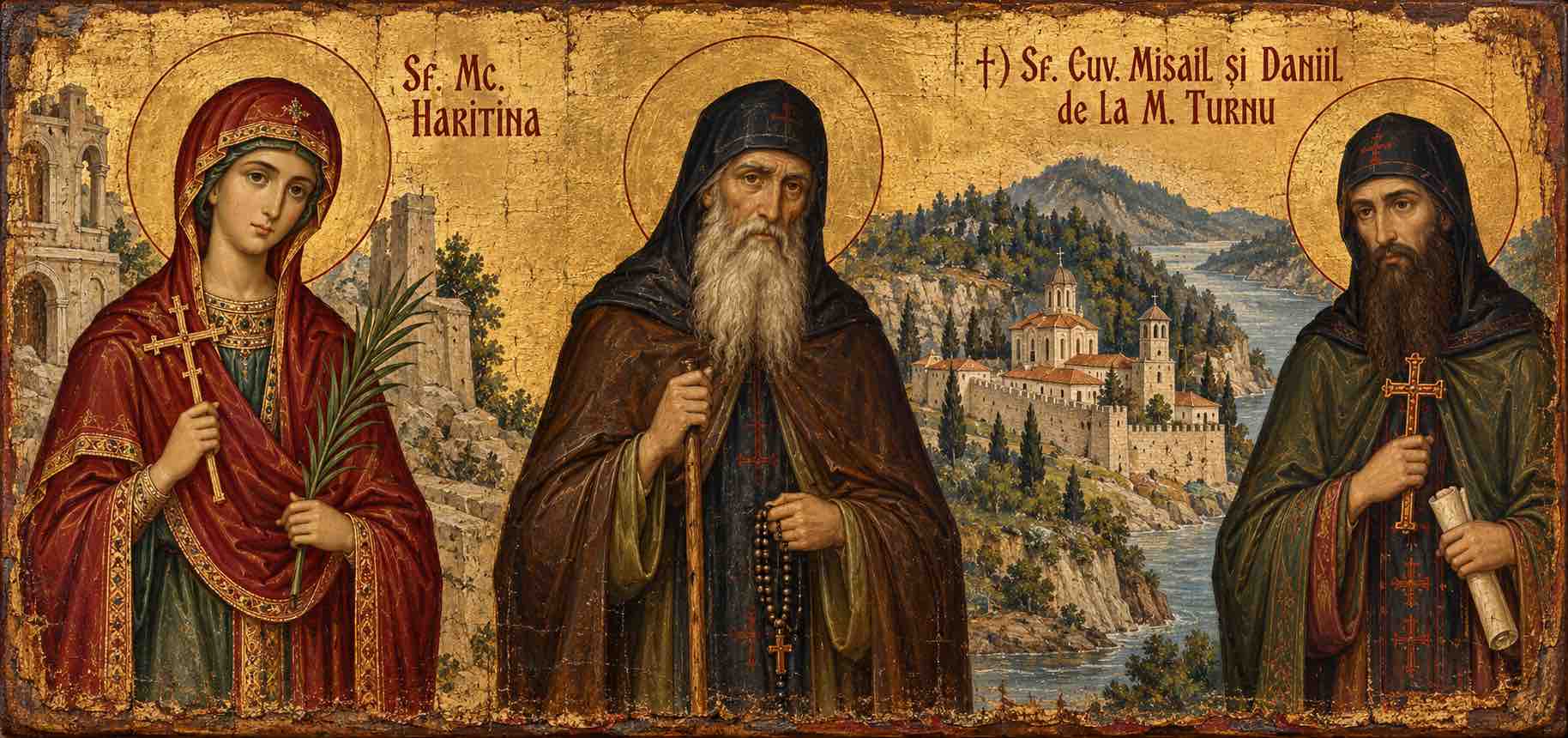 Sf. Mc. Haritina;†) Sf. Cuv. Misail și Daniil de la M. Turnu