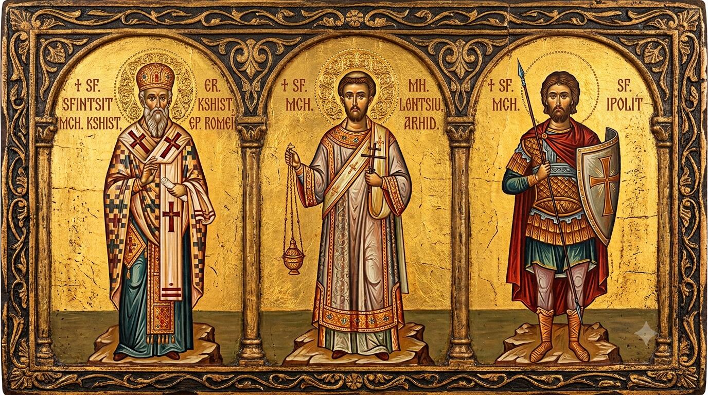 Sf. Mc. Laurențiu, arhid.;Sf. Sfințit Mc. Xist, ep. Romei;Sf. Mc. Ipolit - Sângele Romei și Grătarele de Foc: Triumful Arhidiaconului Laurențiu