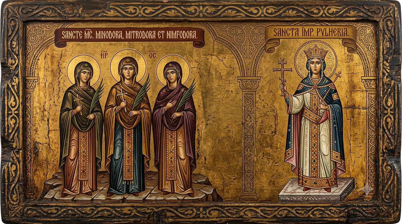 Sf. Mc. Minodora, Mitrodora și Nimfodora;Sf. Împ. Pulheria - Credința mai tare decât Moartea și Demnitatea Coroanei: Sfintele Mucenice Minodora, Mitrodora și Nimfodora, alături de Sfânta Împărăteasă Pulheria