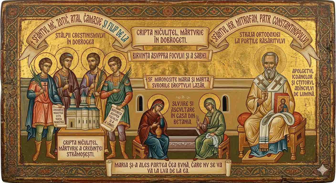 †) Sf. Mc. Zotic, Atal, Camasie și Filip de la Niculițel - Crucea Noviodunului, Păstorul Constantinopolului și Florile Betaniei: Stâlpii Credinței Strămoșești