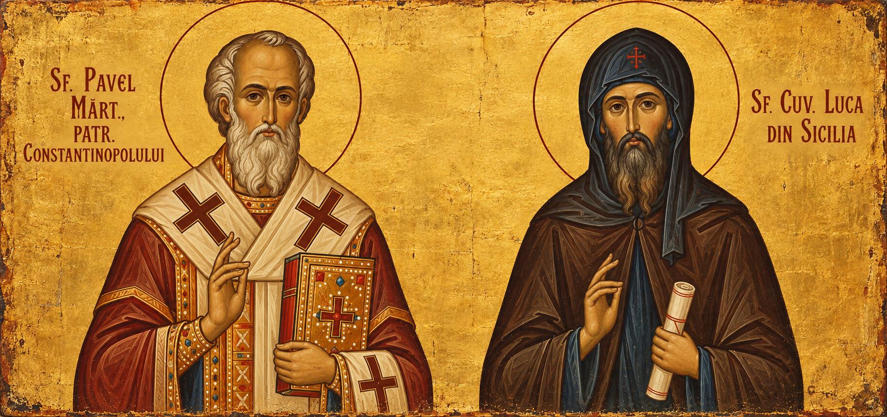 Sf. Pavel Mărt., patr. Constantinopolului;Sf. Cuv. Luca din Sicilia