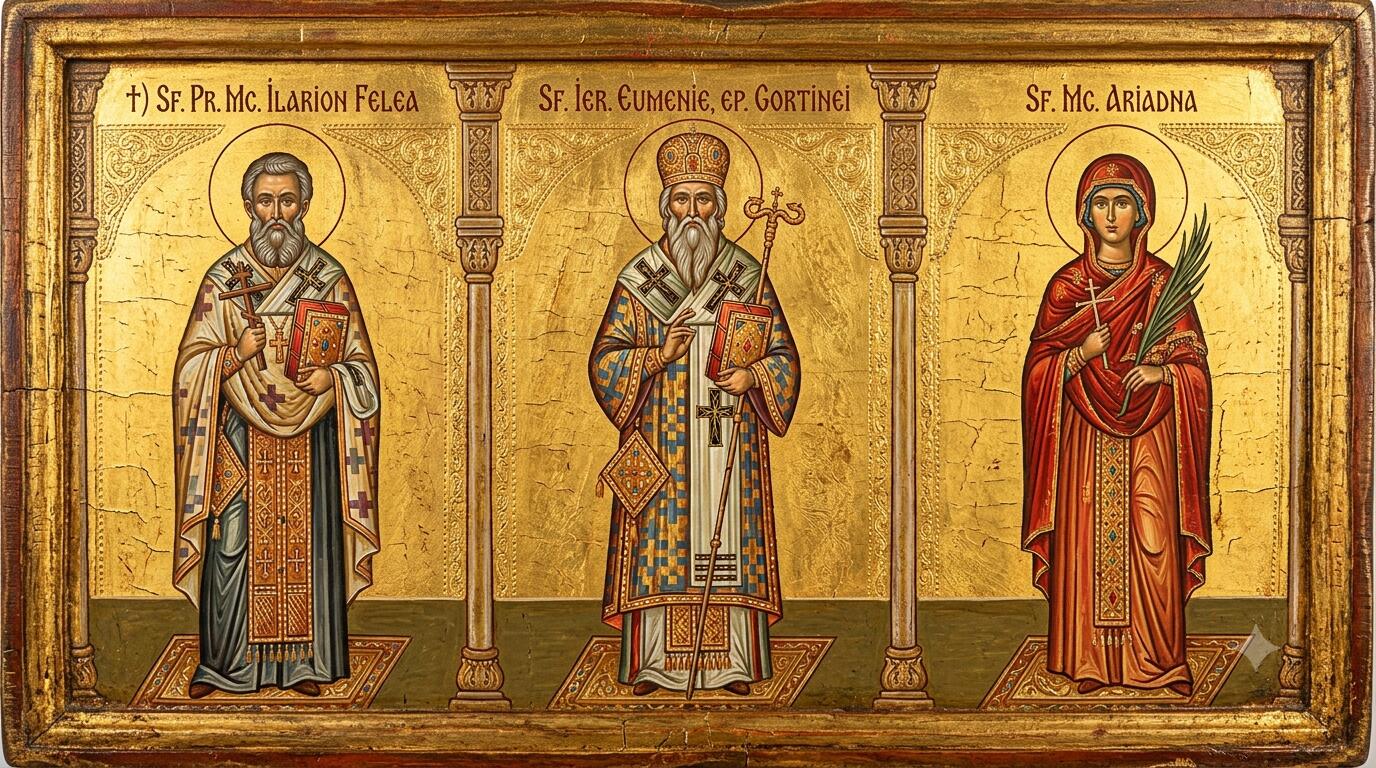 †) Sf. Pr. Mc. Ilarion Felea;Sf. Ier. Eumenie, ep. Gortinei;Sf. Mc. Ariadna - Jertfă, Blândețe și Minuni: Sfântul Preot Mucenic Ilarion Felea, Sfântul Ierarh Eumenie și Sfânta Mucenică Ariadna