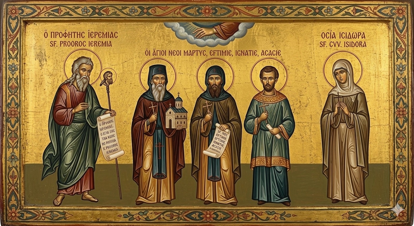 Sf. Prooroc Ieremia; Sf. Cuv. Mc. Eftimie, Ignatie și Acachie; Sf. Cuv. Isidora - 1 Mai 2026 – O Polifonie a Jertfei și Nădejdii