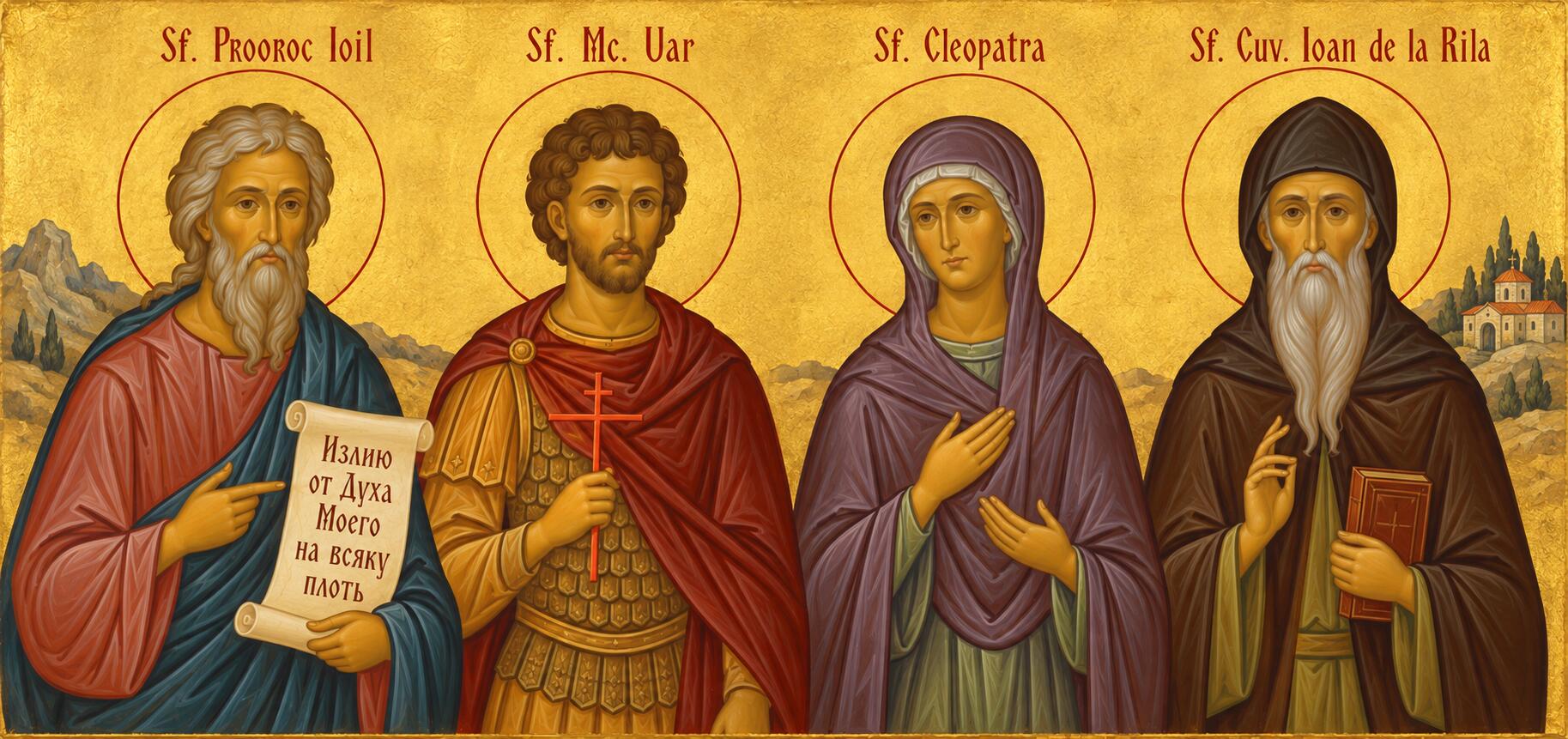 Sf. Prooroc Ioil;Sf. Mc. Uar;Sf. Cleopatra;Sf. Cuv. Ioan de la Rila