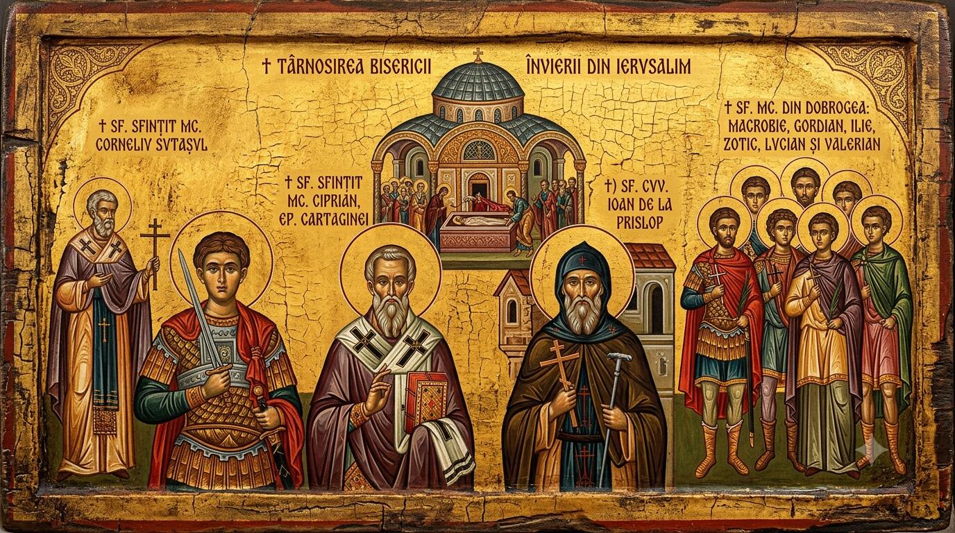 † Târnosirea Bisericii Învierii din Ierusalim - Înnoirea Templului, Întâiul dintre Neamuri și Sfințenia Noastră Românească: Târnosirea Bisericii Învierii din Ierusalim, Sfinții Corneliu, Ciprian, Ioan de la Prislop și Mucenicii Dobrogeni